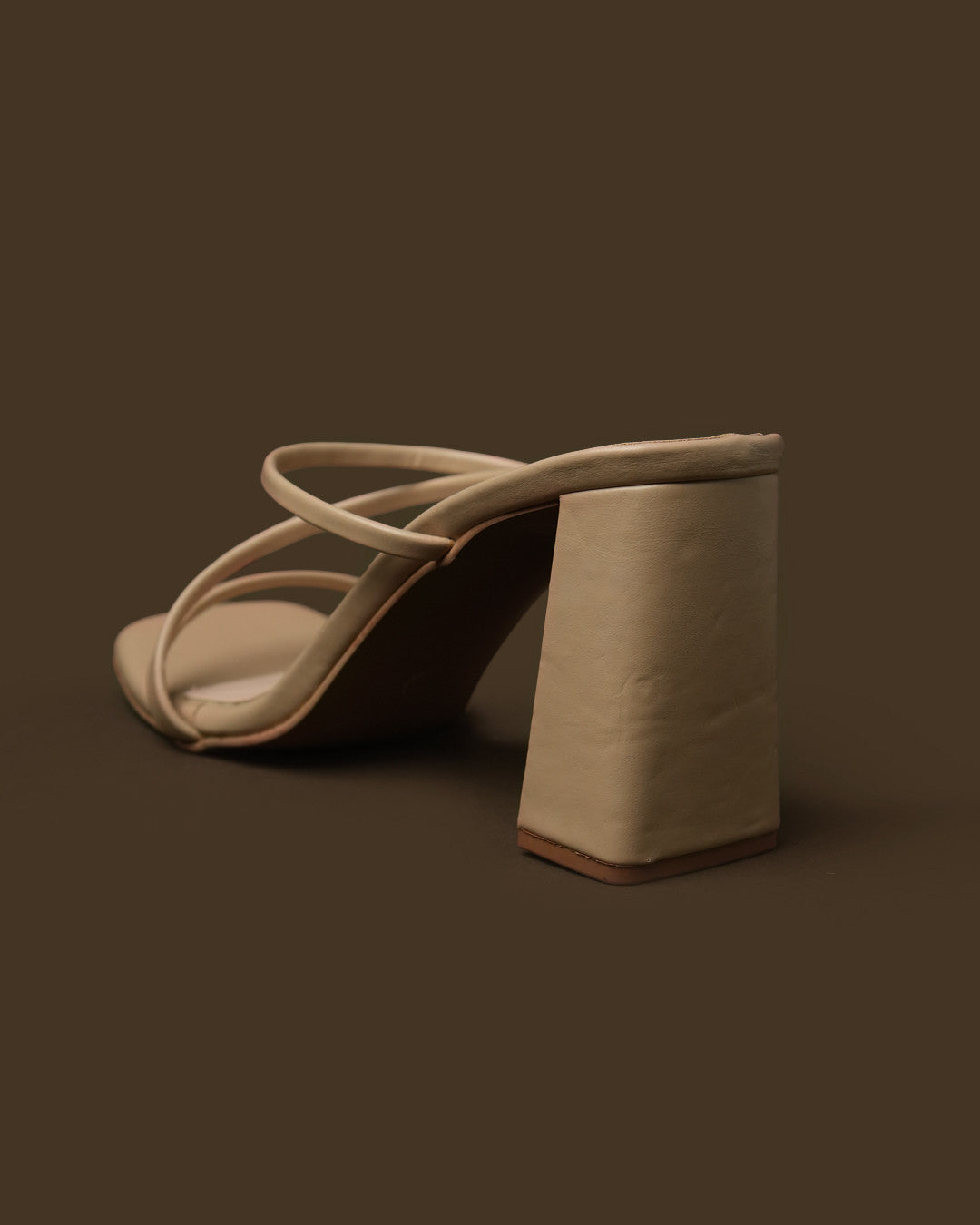Cadence Nude Beige Strappy Block-Heel Mule view 5
