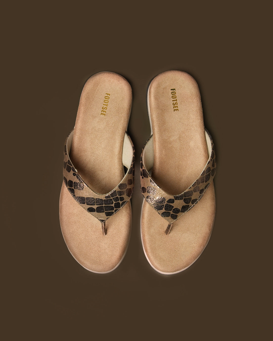 Sable Bronze Patterned Toe-Post Flat Sandal view 2