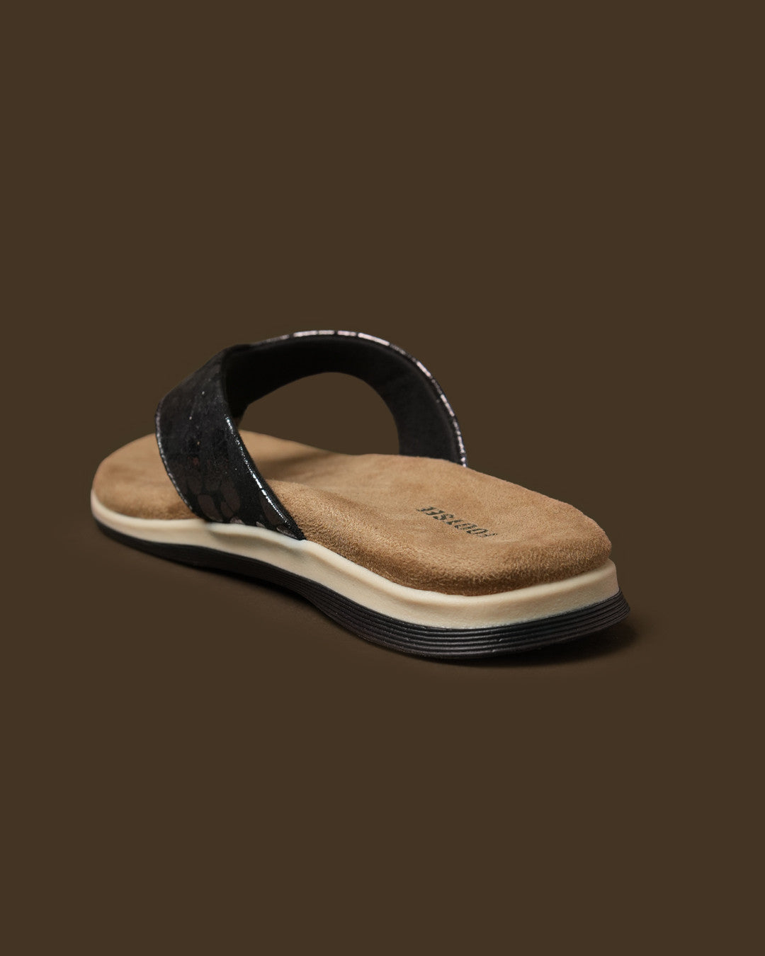 Sable Black Silver Patterned Toe-Post Flat Sandal view 6