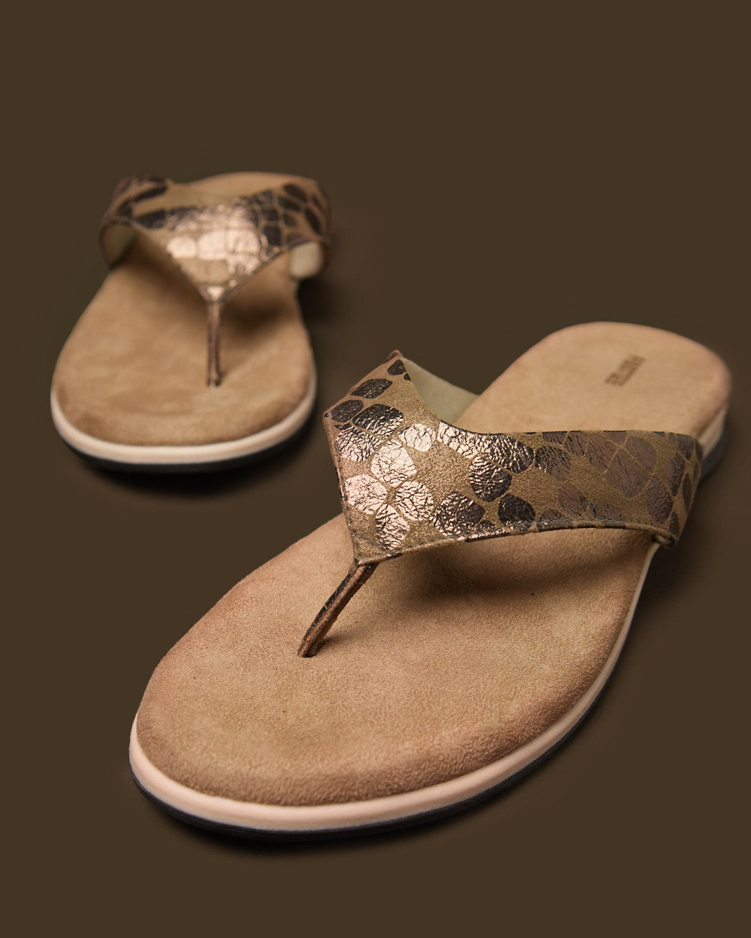 Sable Bronze Patterned Toe-Post Flat Sandal view 4