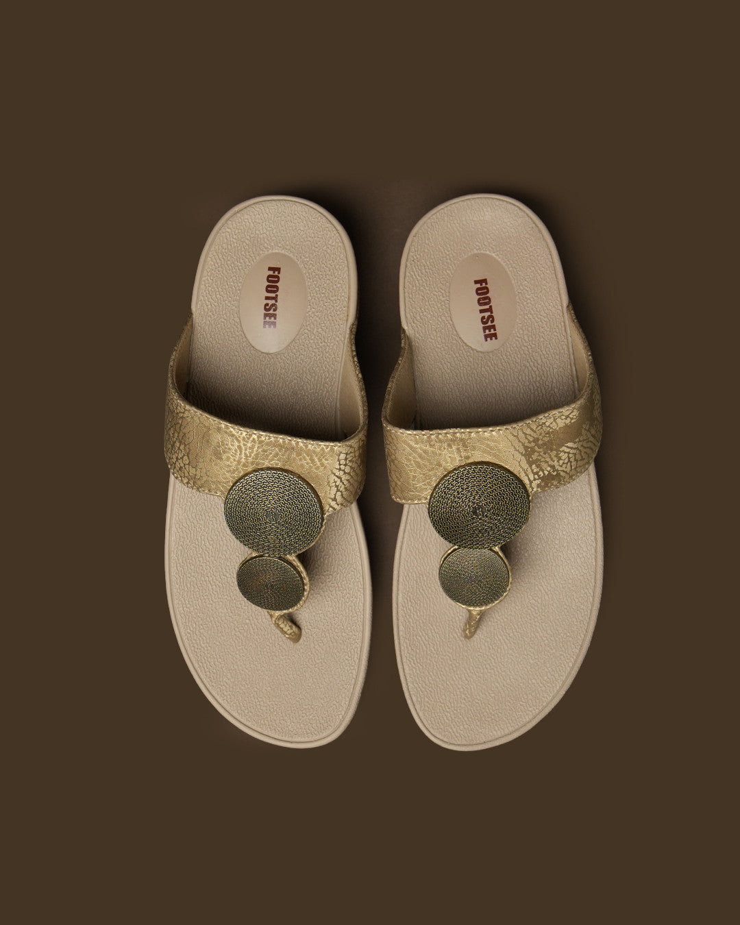 Medallion Antique Gold Medallion Toe-Post Platform Sandal view 2