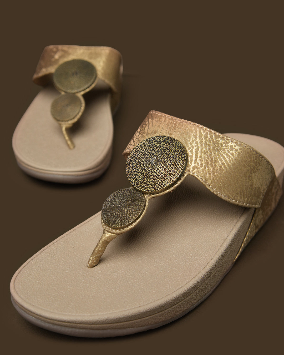 Medallion Antique Gold Medallion Toe-Post Platform Sandal view 5