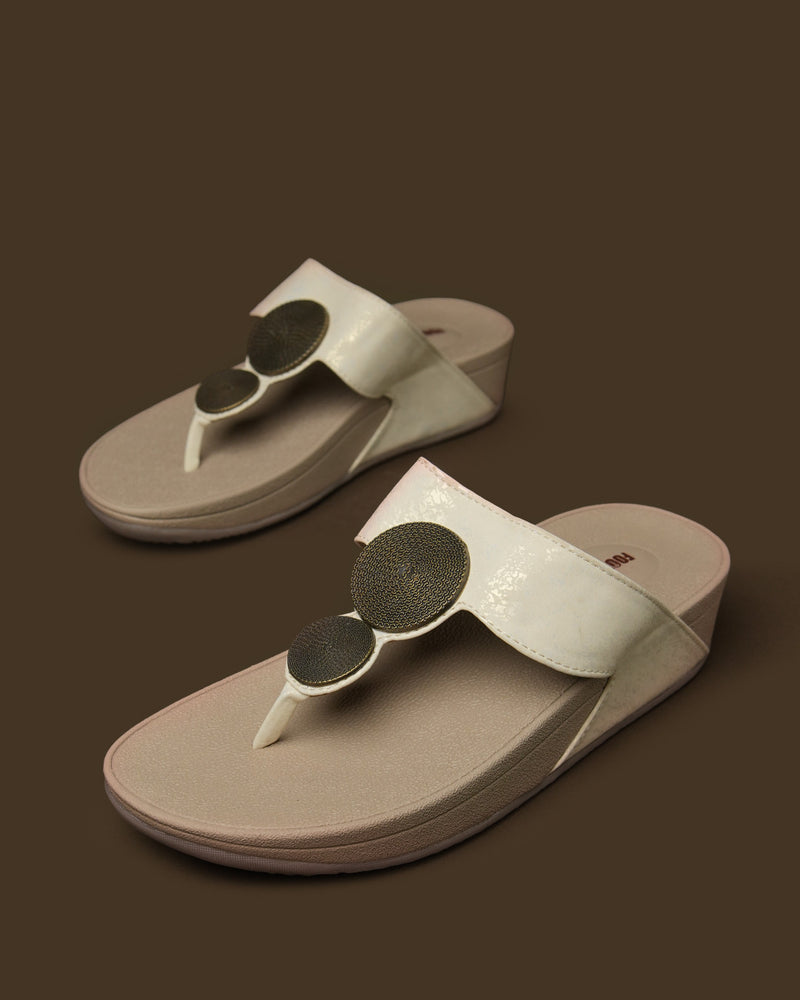 Medallion Ivory Gold Medallion Toe-Post Platform Sandal view 3