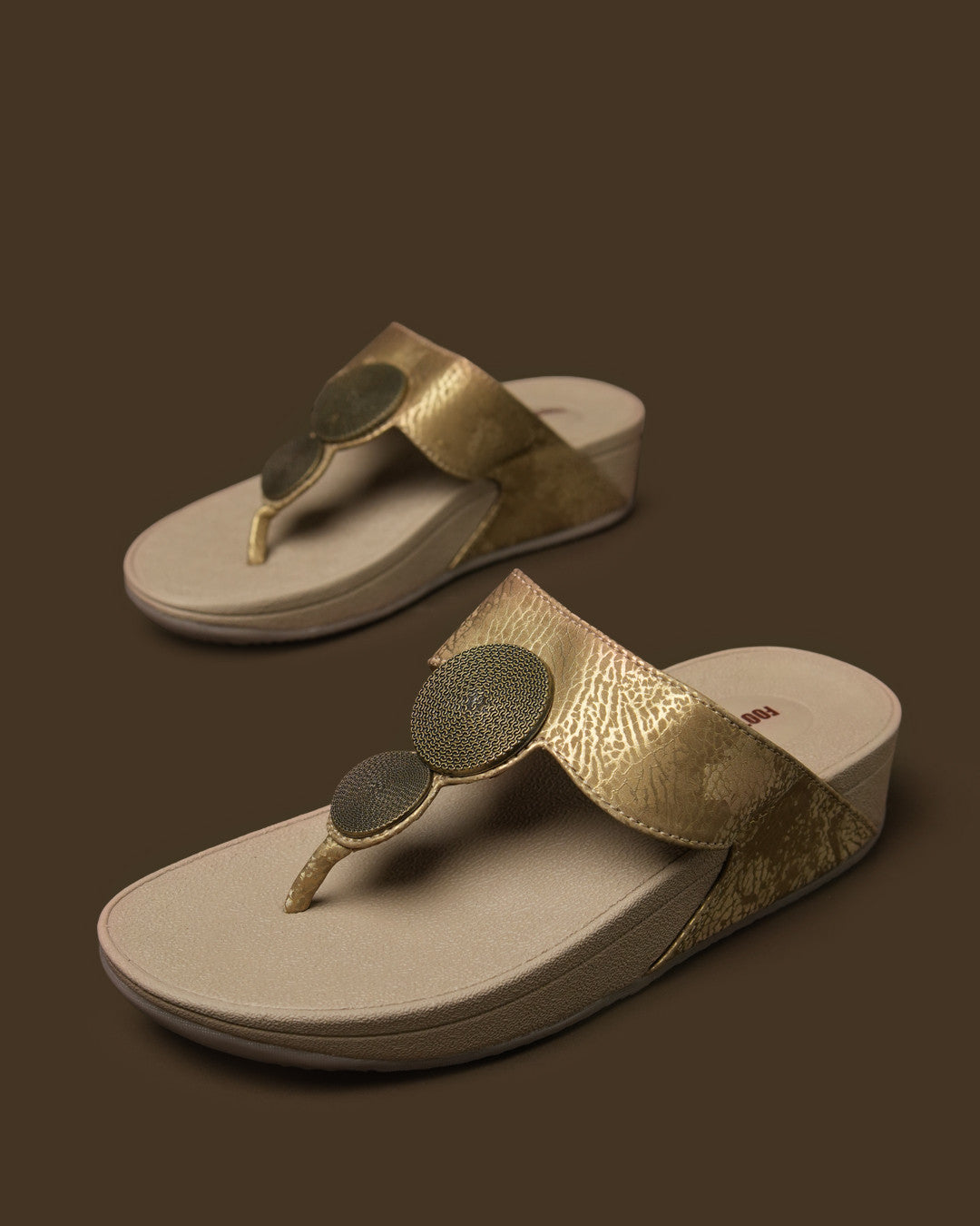 Medallion Antique Gold Medallion Toe-Post Platform Sandal view 3