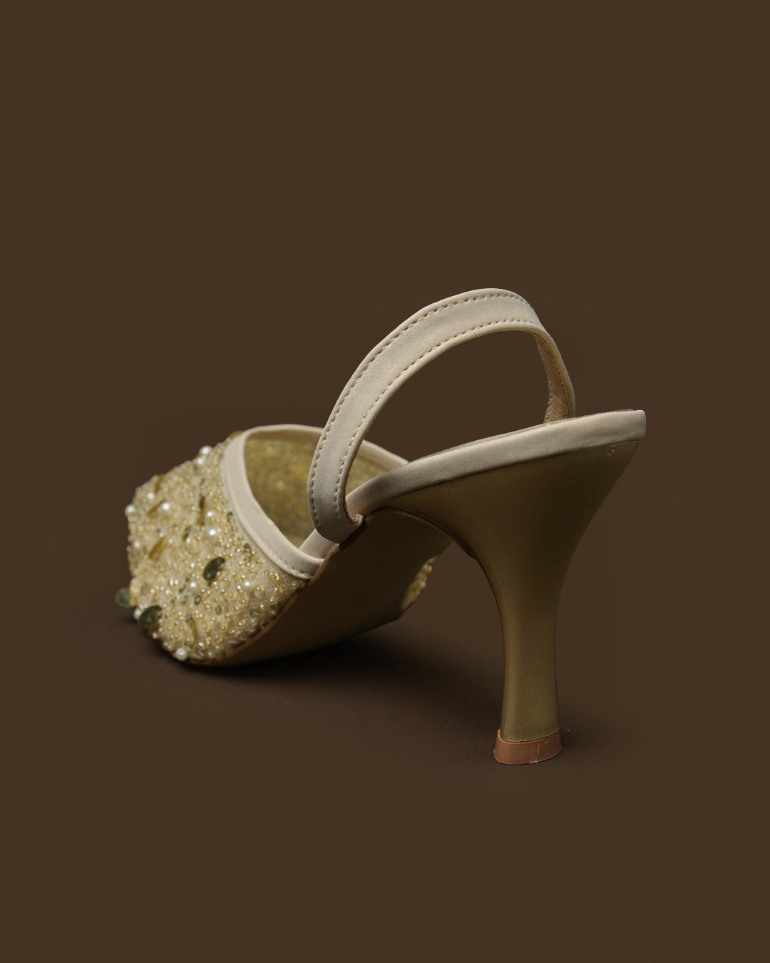 Cinder Champagne Gold Embellished Slingback Heel view 5