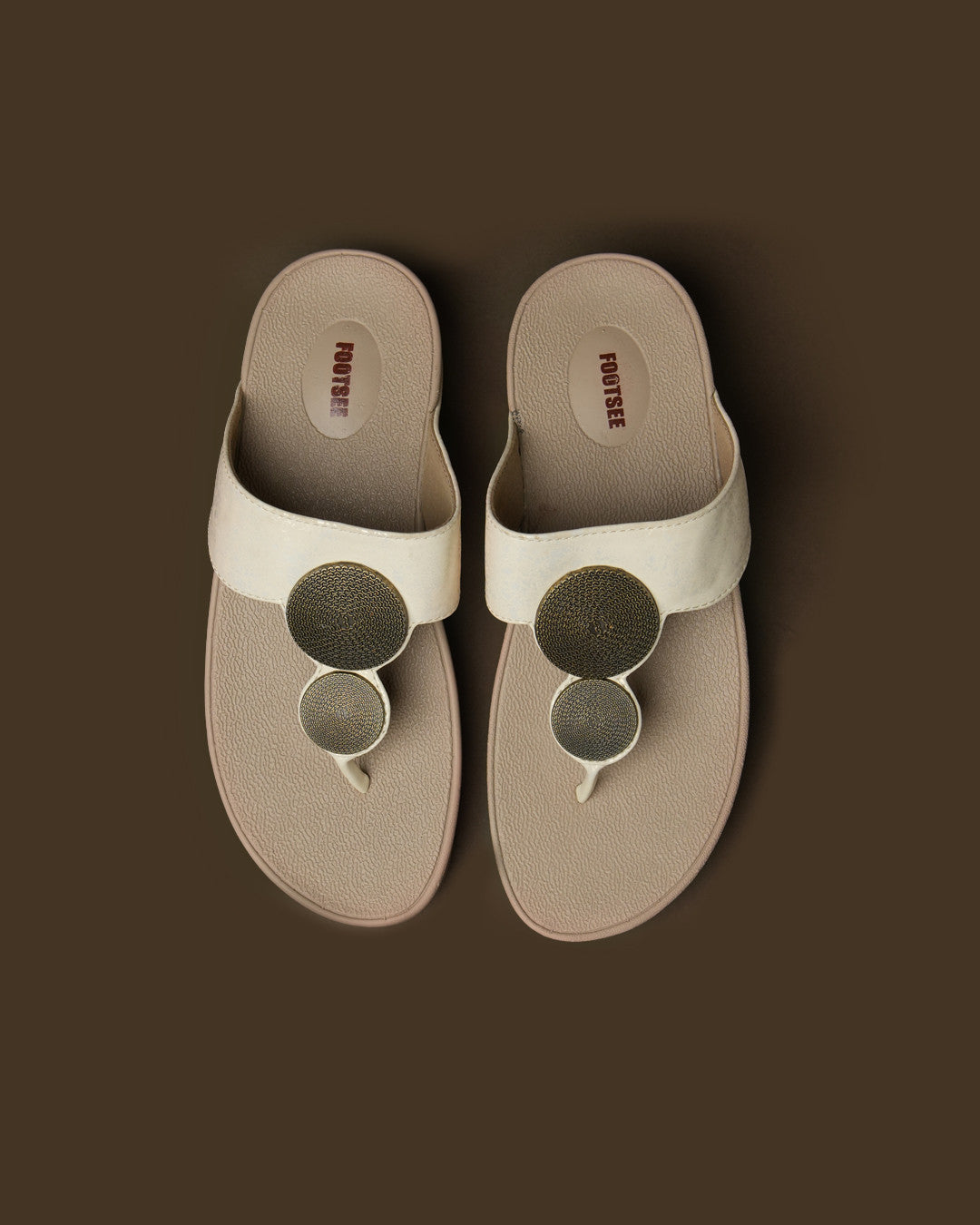Medallion Ivory Gold Medallion Toe-Post Platform Sandal view 2