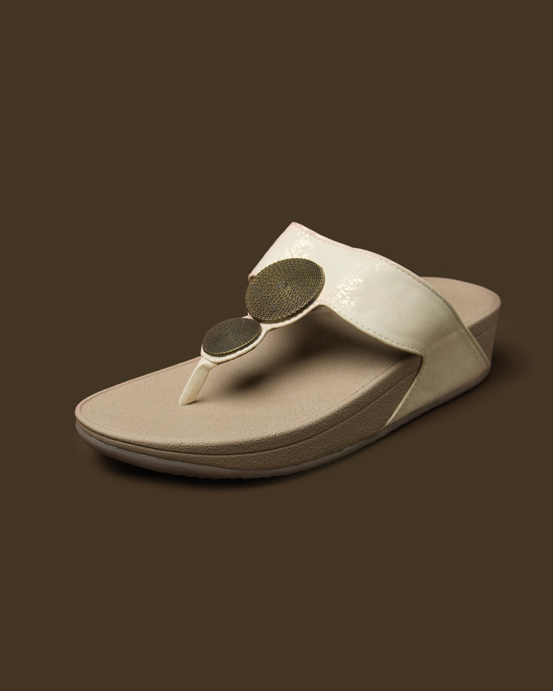 Medallion Ivory Gold Medallion Toe-Post Platform Sandal view 4