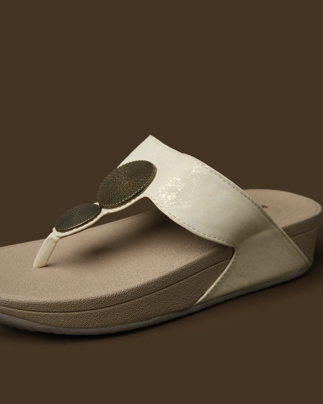 Medallion Ivory Gold Medallion Toe-Post Platform Sandal view 6