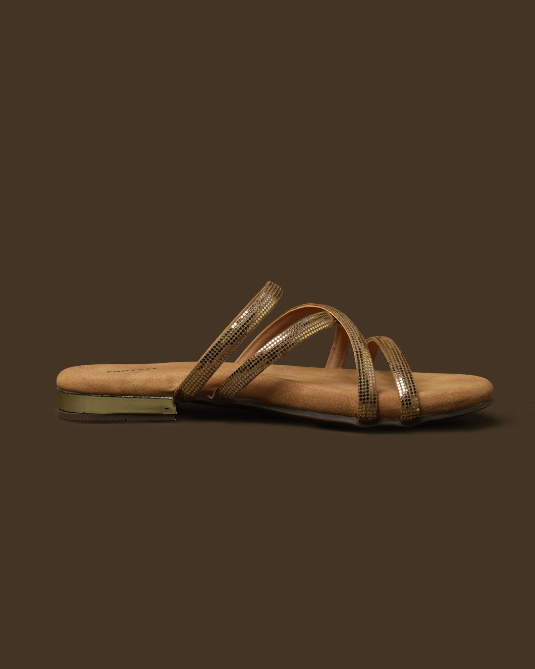 Dazzle Gold Strappy Flat Slide view 6