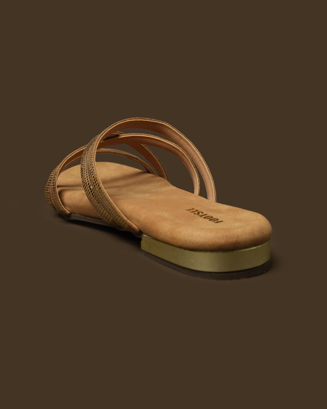 Dazzle Gold Strappy Flat Slide view 7