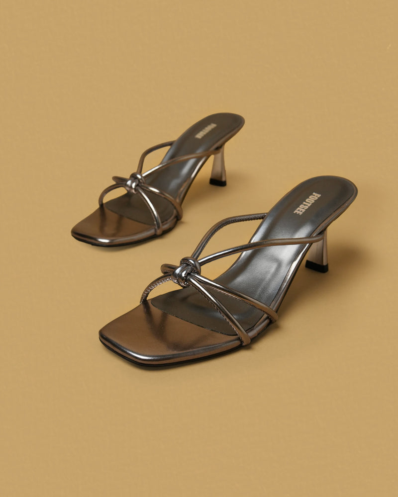 Dori Pewter Bronze Knot-Detail Strappy Mule view 3