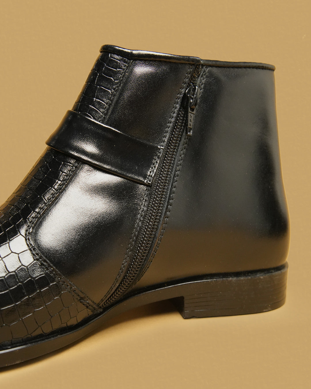 Barton Black Buckle-Detail Zip Ankle Boot view 6