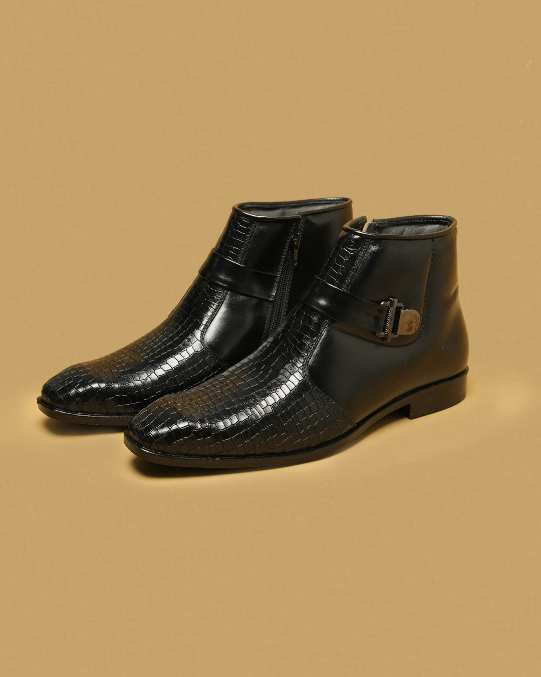 Barton Dark Brown Buckle-Detail Zip Ankle Boot view 9