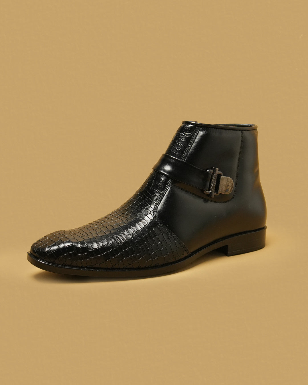 Barton Black Buckle-Detail Zip Ankle Boot view 2