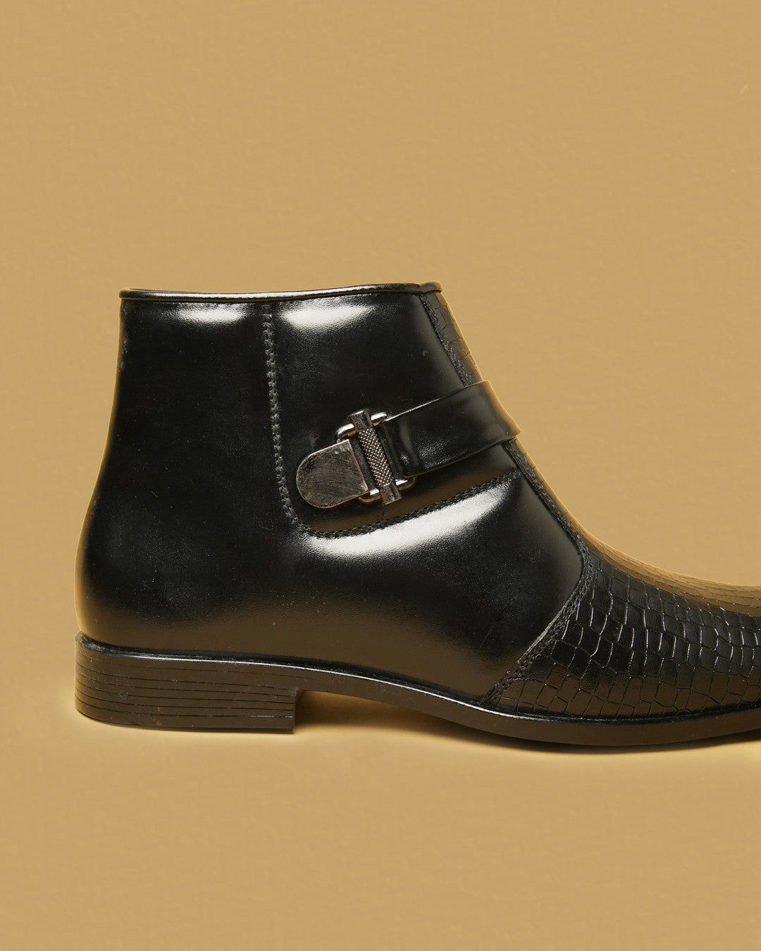 Barton Black Buckle-Detail Zip Ankle Boot view 4