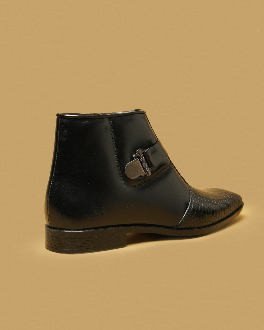 Barton Black Buckle-Detail Zip Ankle Boot view 3