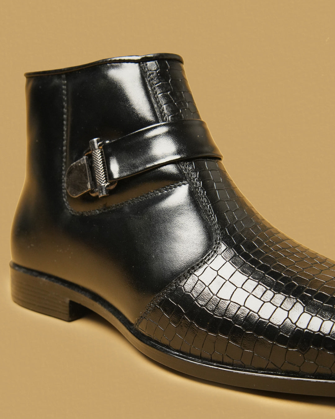 Barton Black Buckle-Detail Zip Ankle Boot view 5