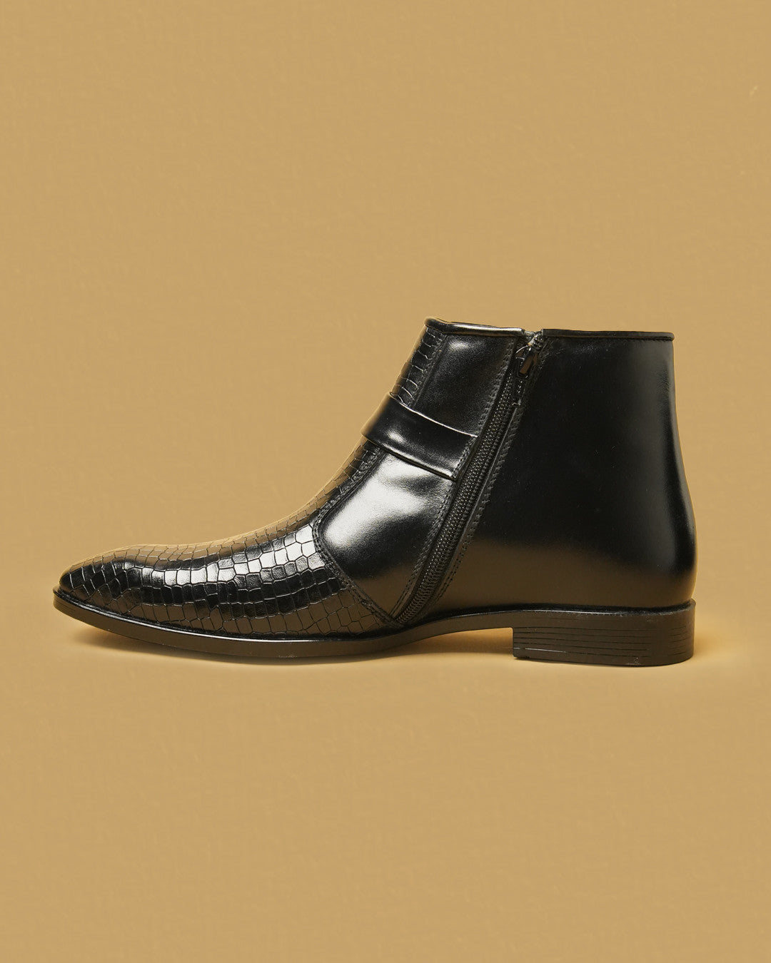 Barton Black Buckle-Detail Zip Ankle Boot view 8