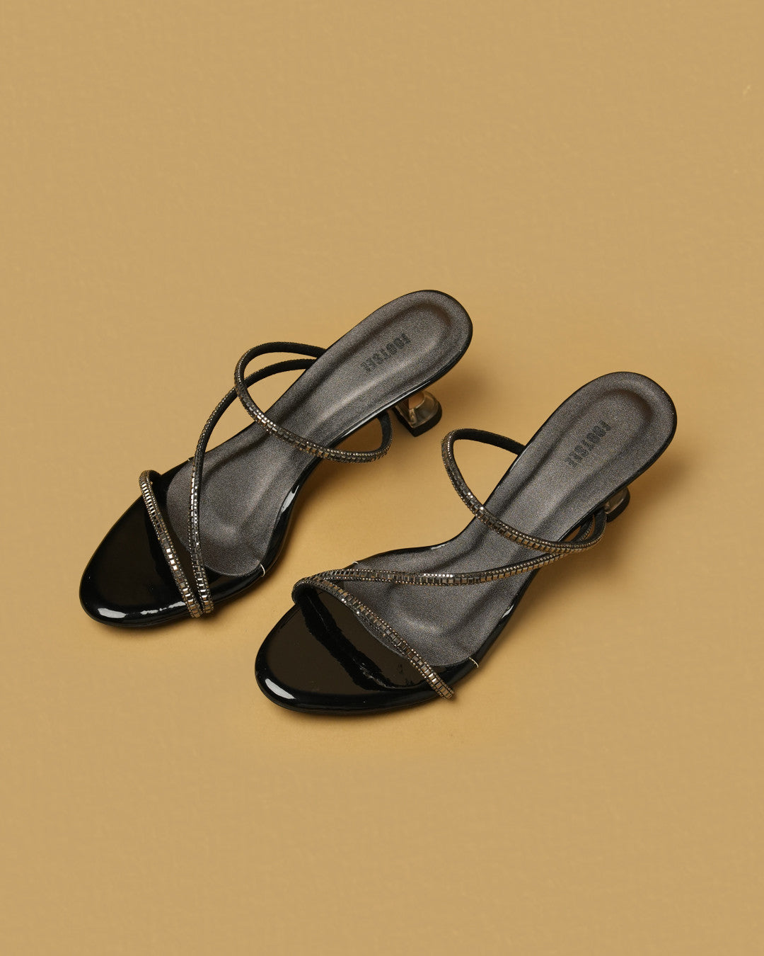 Elara Black Pewter Embellished Strappy Mule view 2