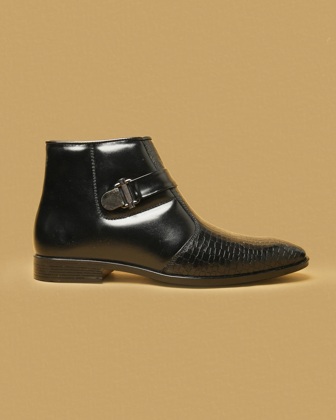 Barton Black Buckle-Detail Zip Ankle Boot view 7