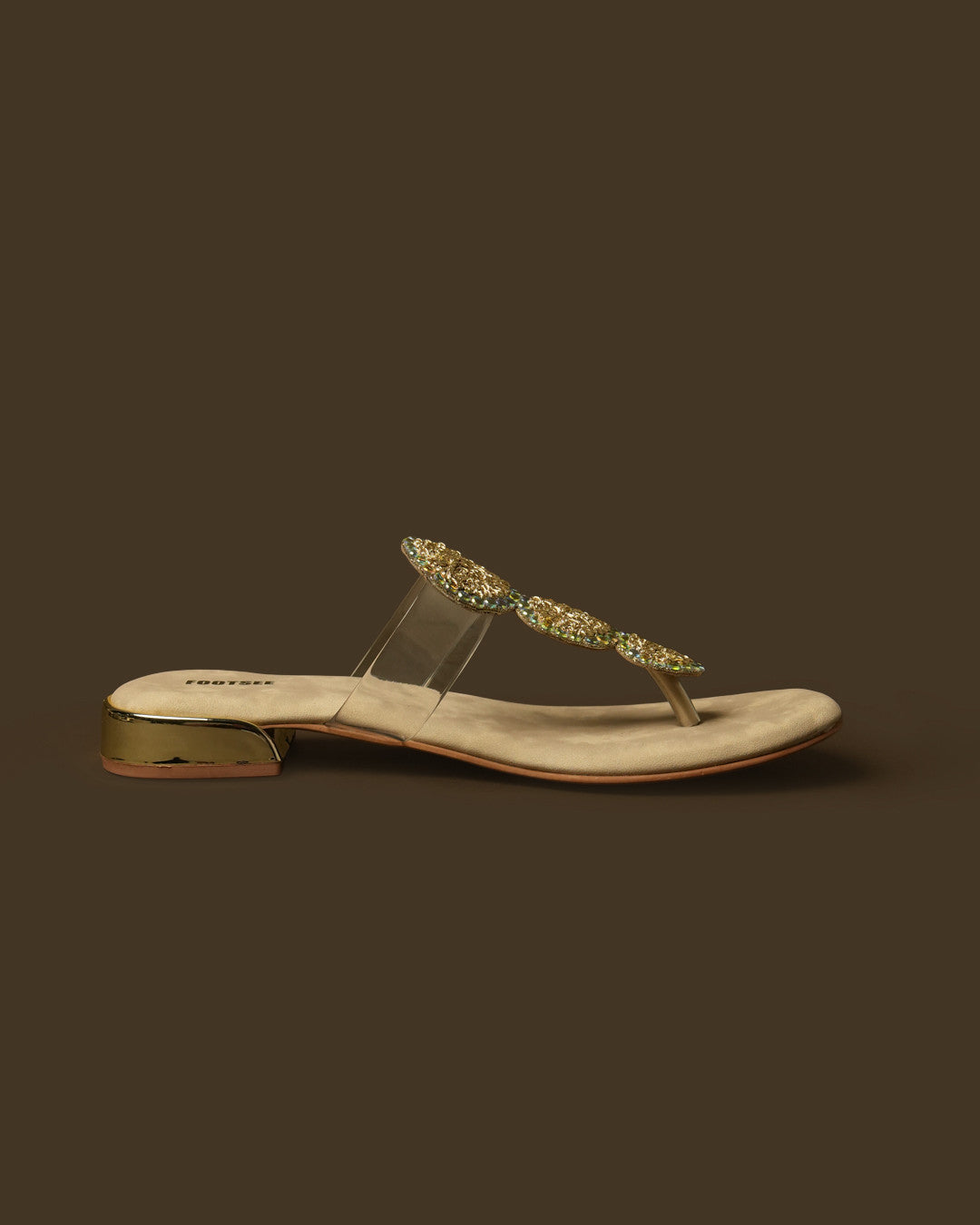 Trio Gold Disc-Detail Toe-Post Flat Sandal view 7