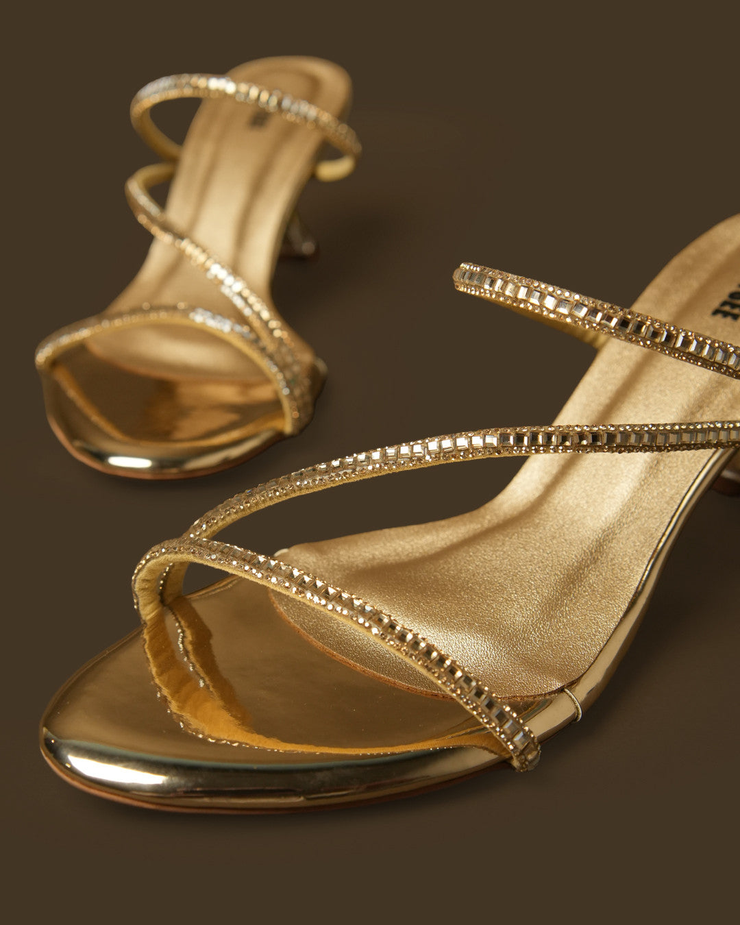 Elara Gold Embellished Strappy Mule view 3