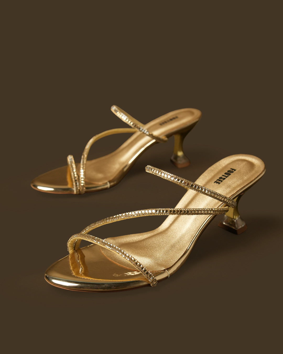 Elara Gold Embellished Strappy Mule view 2