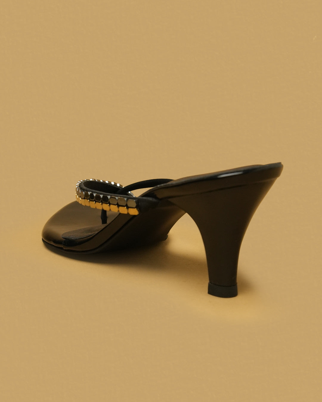 Iris Black Gold Embellished Toe-Post Heel view 5