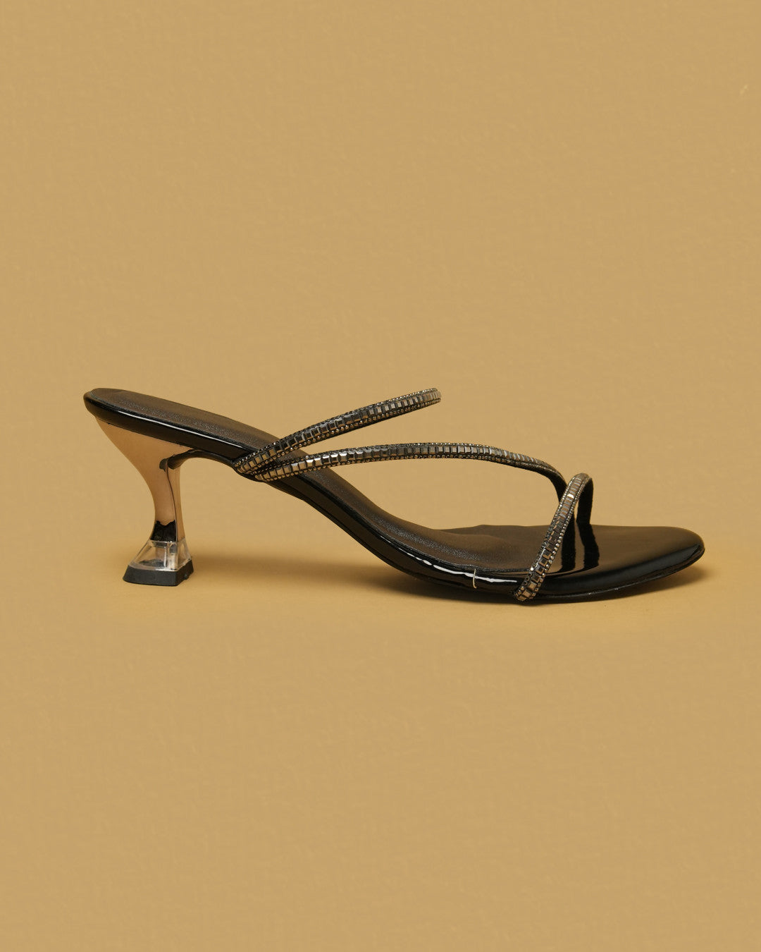 Elara Black Pewter Embellished Strappy Mule view 6