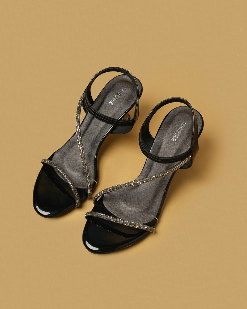 Lyra Black Pewter Embellished Slingback Heel