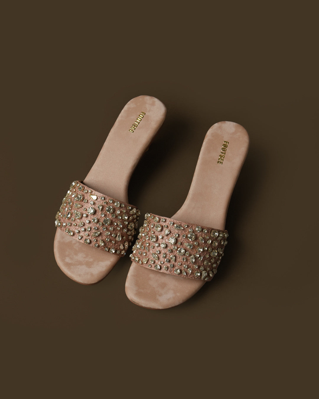Ziva Blush Pink Embellished Single-Strap Slide