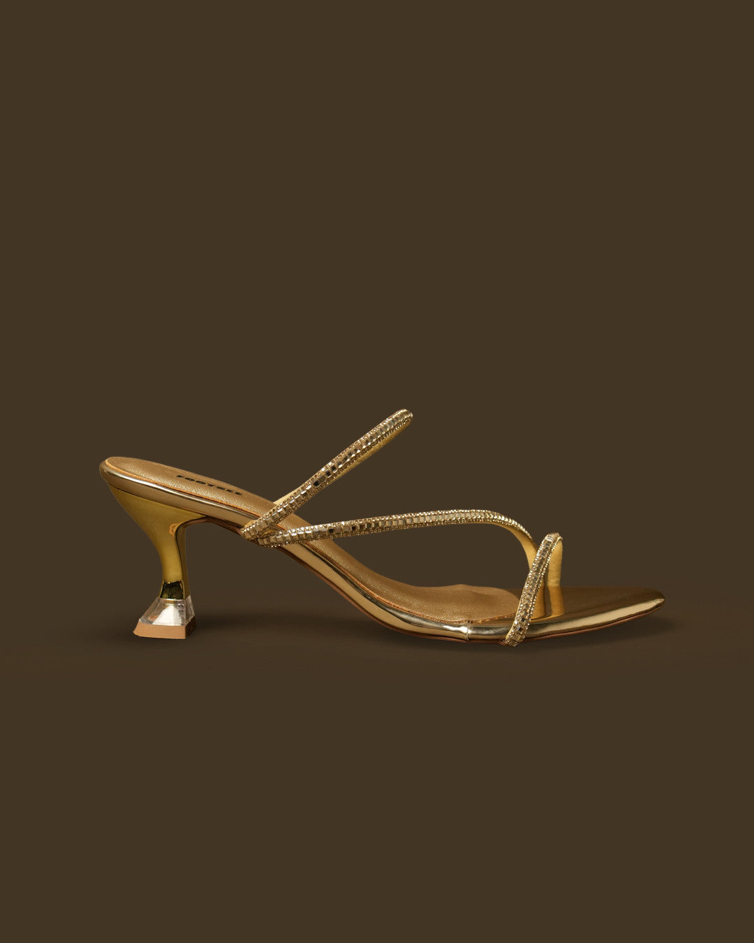 Elara Gold Embellished Strappy Mule