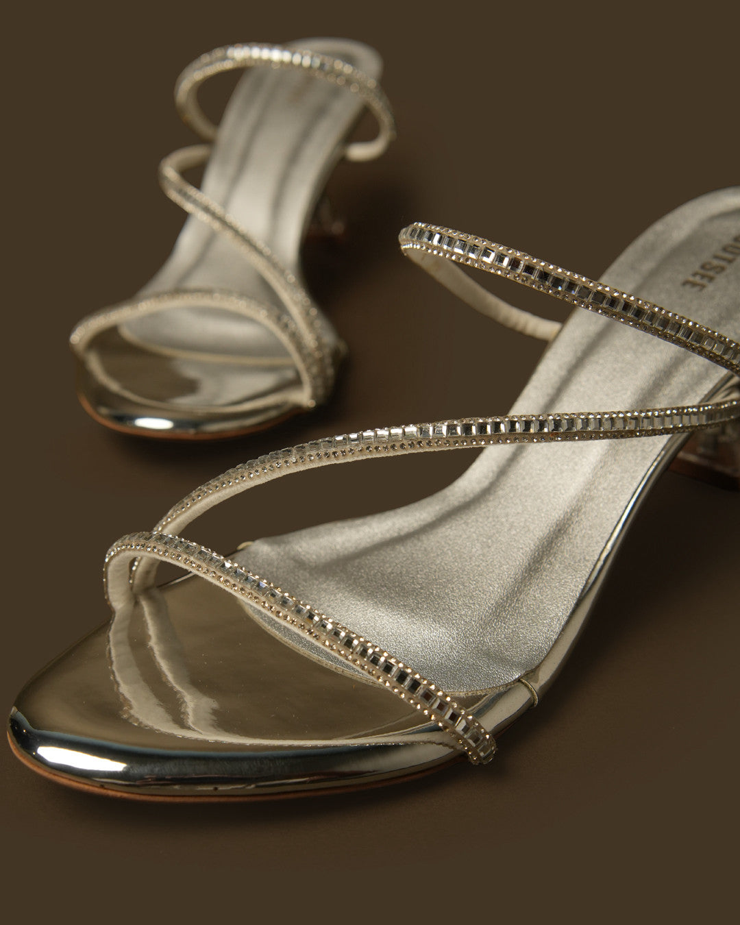 Elara Silver Embellished Strappy Mule view 4