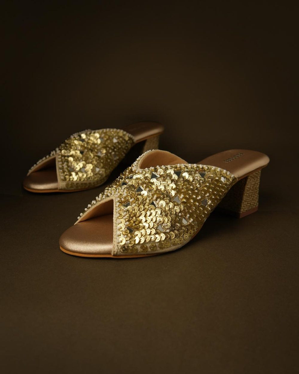 Zari Gold Block-Heel Mule
