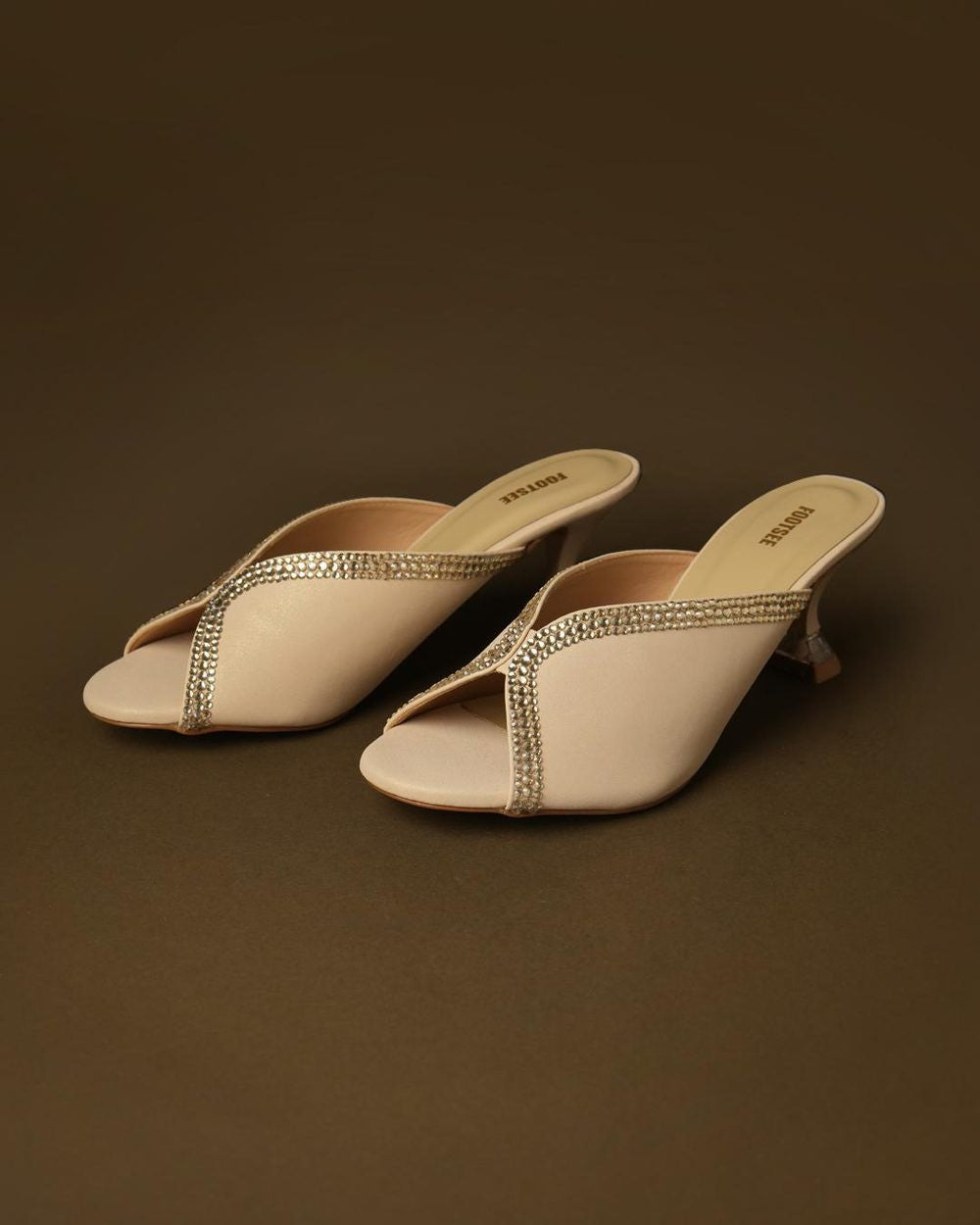 Nocturne Champagne Heeled Mule