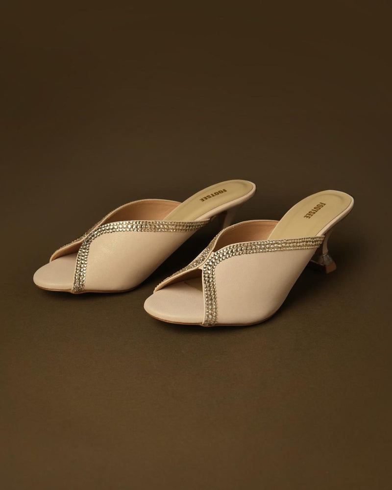 Nocturne Champagne Heeled Mule