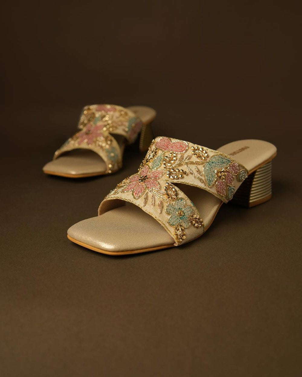 Naaz Champagne Multi Block-Heel Slide
