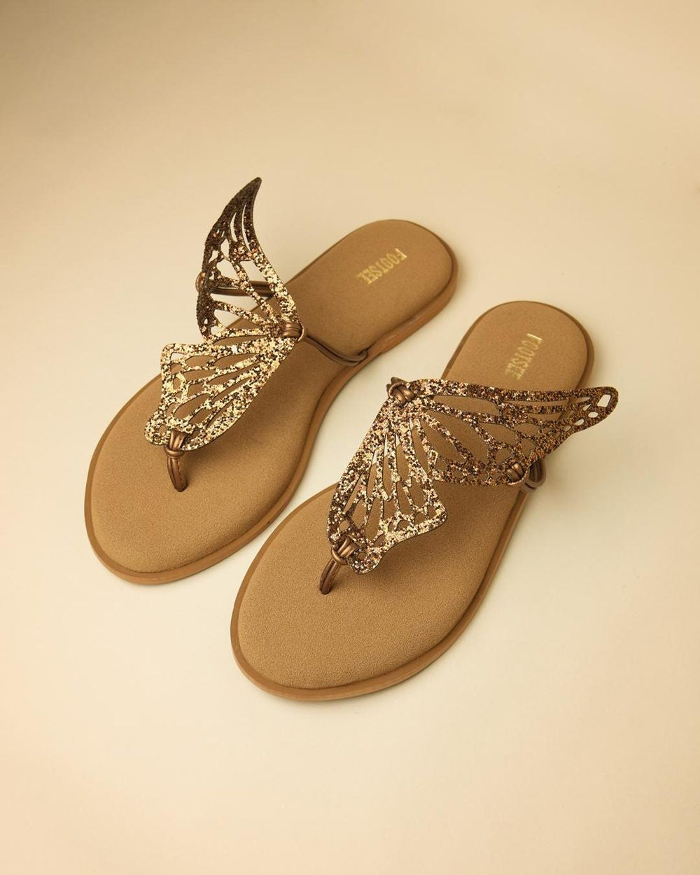 Pankh Antique Gold Toe-Post Flat